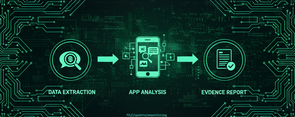 Mobile Forensics, illustrating forensic analysis of smartphones and tablets