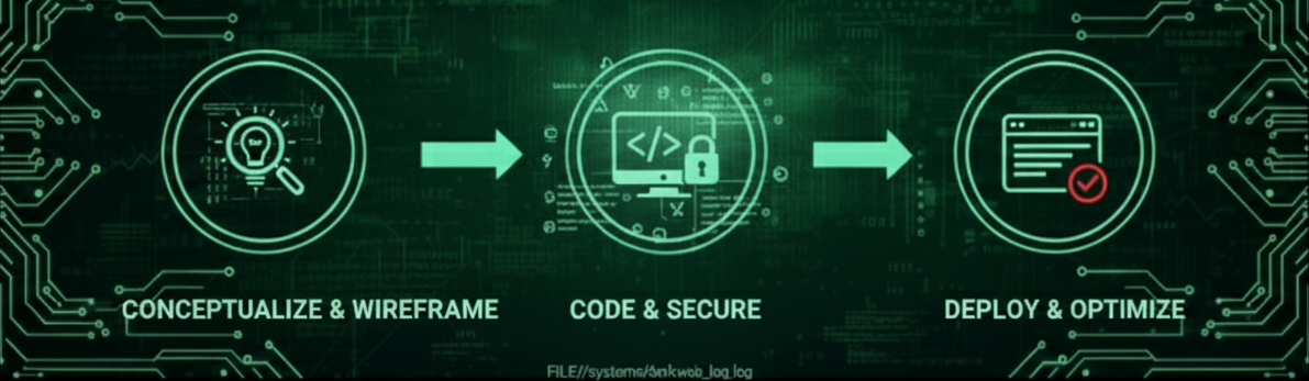 Website Designing, illustrating web development, SEO, and security